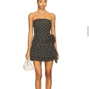 MIDNIGHT POLKA BLOOM DRESS IN BLACK  Revolve